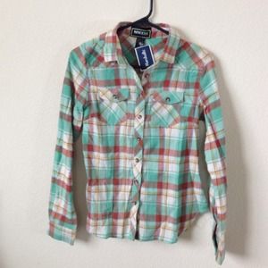 Teal flannel button up