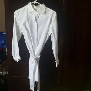 White shirt dress with tie