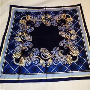 SALE! Large square Windsor Navy 100% silk scarf