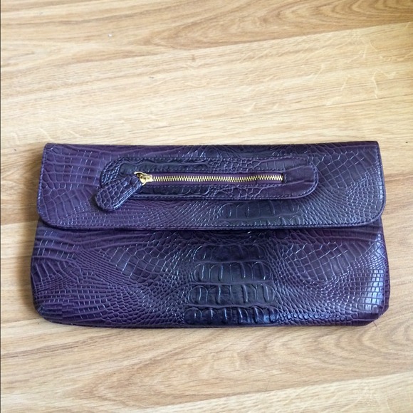 CLOSEOUT! Faux Purple Leather Clutch
