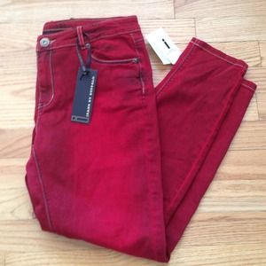 Red Ankle Grazer Jeans