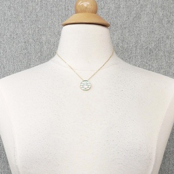 Mint & white striped anchor necklace - Picture 3 of 4