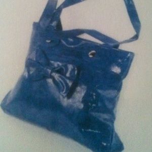 Blue with big bow shoulder handbag