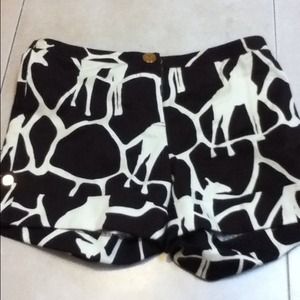 Tory Burch giraffe print shorts.