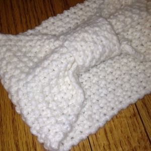 Knitted bow warmer headband