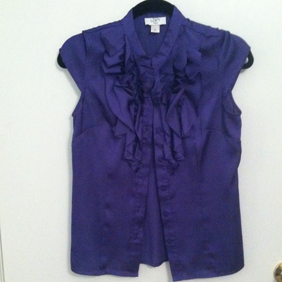 Purple ruffled button-down top