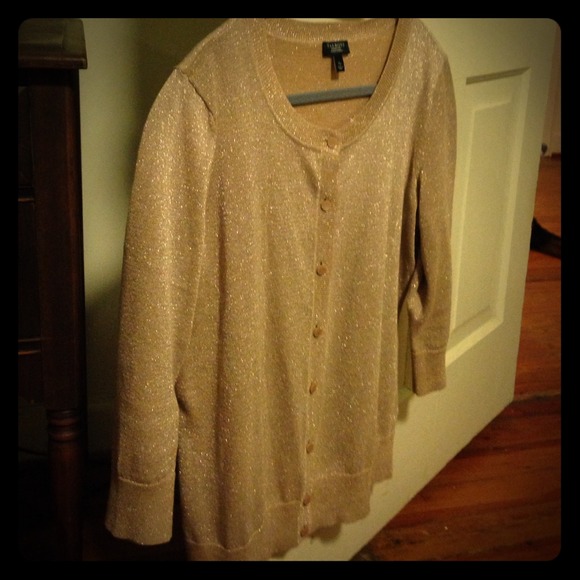Petite Shimmering Gold 3/4 sleeve cardigan