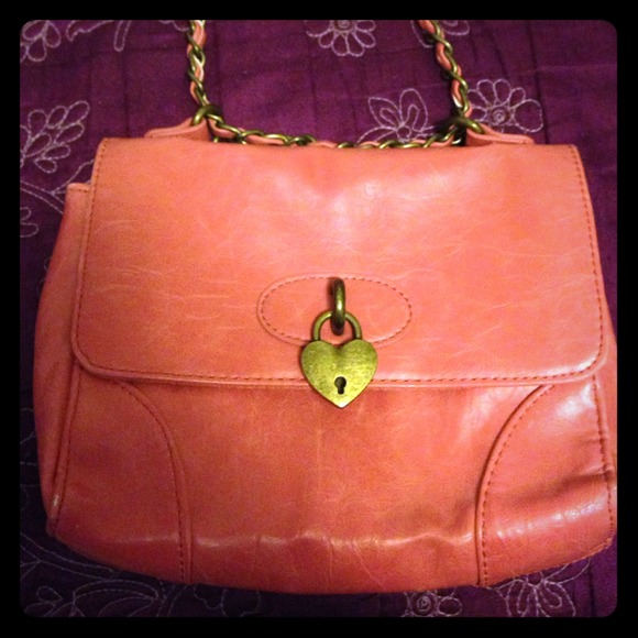 Pink Forever 21 heart lock purse