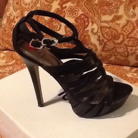 Black Leather platform  Bakers heels...worn twice.