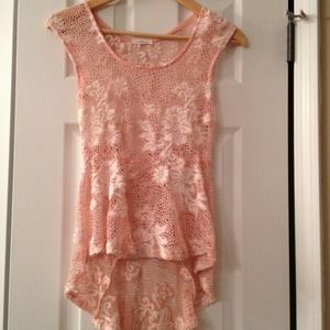 Pink/White Hi Lo Peplum Top