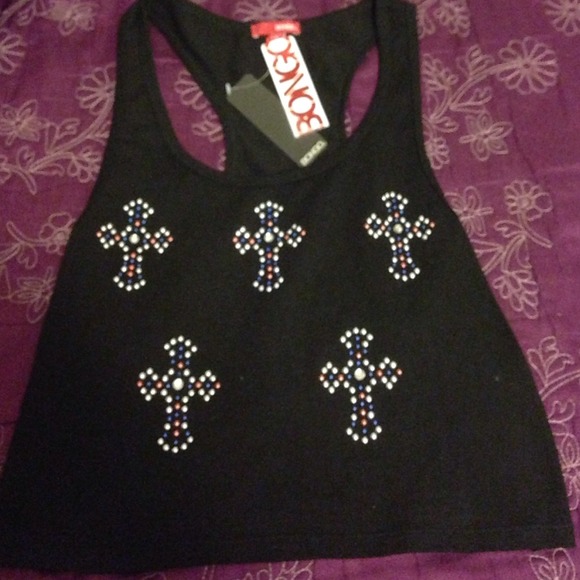 Black crop top with studded crosses