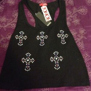 Black crop top with studded crosses
