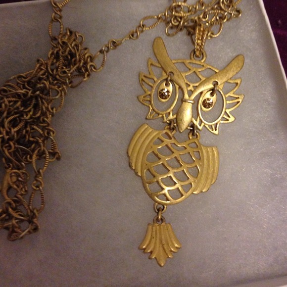 Long Chained, Gold Owl Necklace