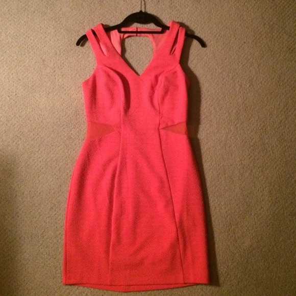 Pretty peach dress with mesh cutouts