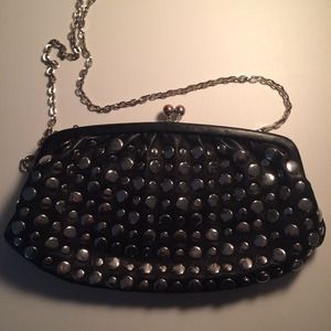 Studded black clutch