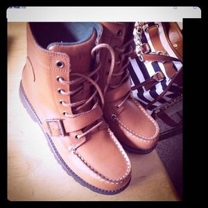 Brown polo boots