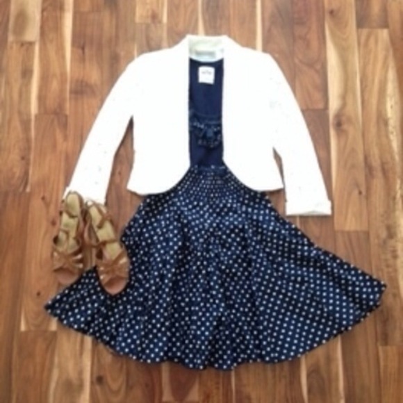 Navy polka dot skirt