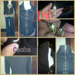 Cache mock hoodie with rivets and bling!!!!