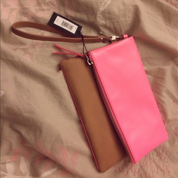 Banana republic pink/brown fold over clutch
