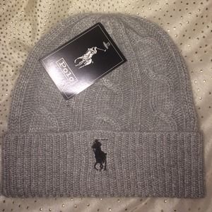 Grey/Black Polo RL Beanie