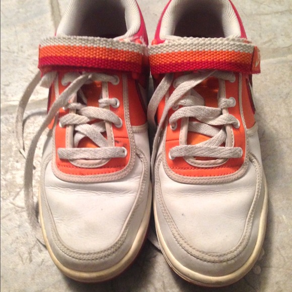 Nike lo tops- white & orange with red strap