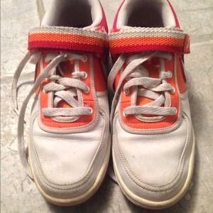 Nike lo tops- white & orange with red strap