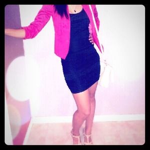 Black Ruffled Bodycon Dress