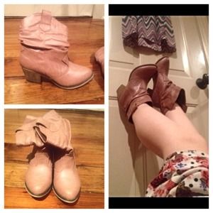Coral cowgirl booties