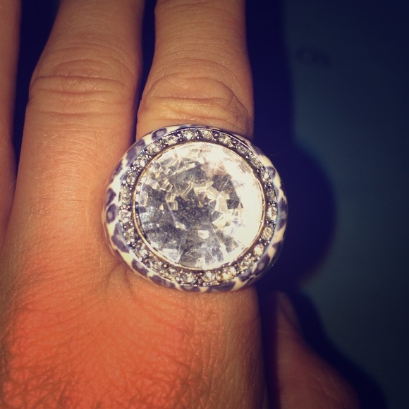 Betsy Johnson cheetah rhinestone ring