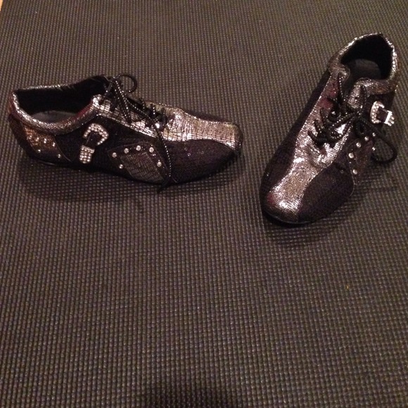Black silver sneakers with rhinestones &sequence