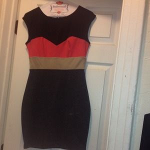 A black pink and tan dress !