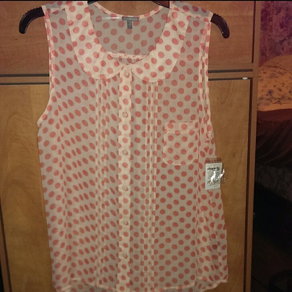 Peach polka dot blouse