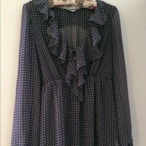 A Pea in the Pod Gray Polka Dot Maternity Blouse