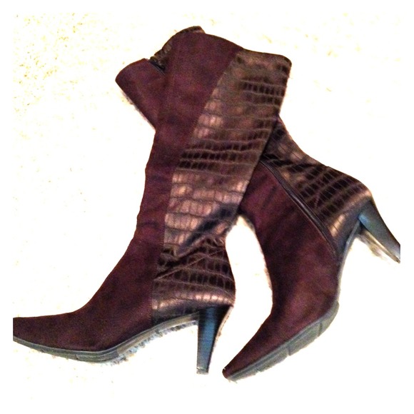 Style & Co. Boots - Brown Faux suede and faux alligator fabric boots