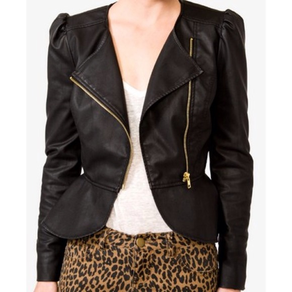 Forever 21 faux leather peplum jacket