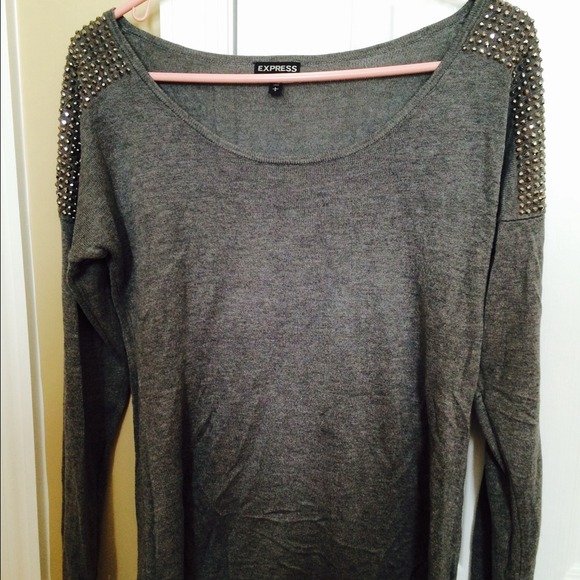 Grey Jeweled Sweater