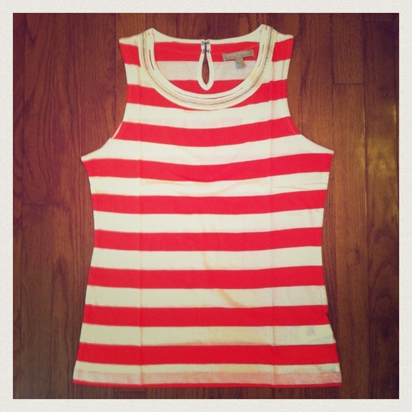 ☀ "Summer Lovin'" orange & white tank ☀ - Picture 2 of 3