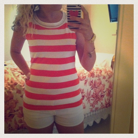 ☀ "Summer Lovin'" orange & white tank ☀ - Picture 3 of 3