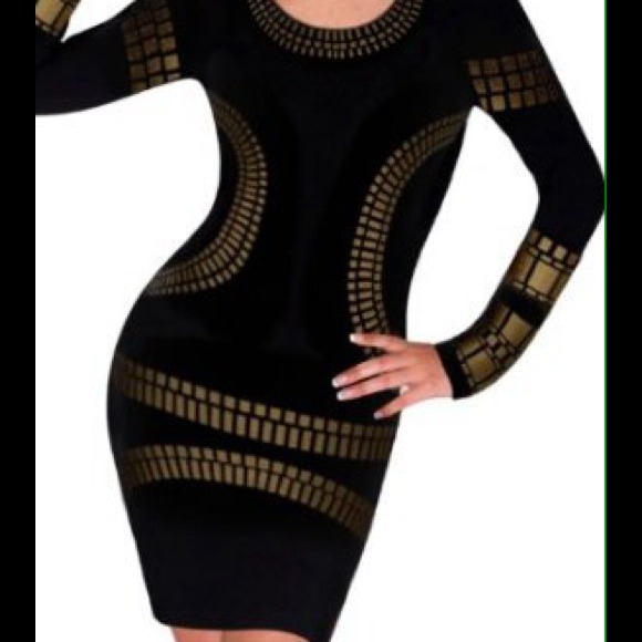 New Black and Gold Kim K Inspired Dress Size Large