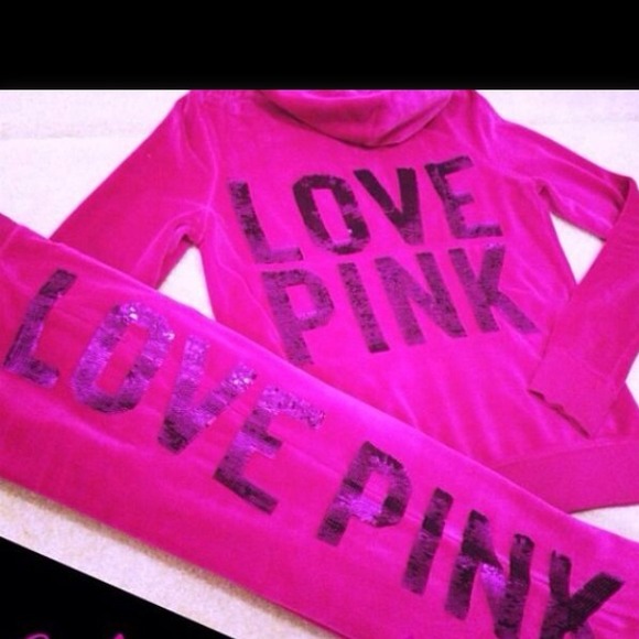 Victoria secret pink bling sequin velour set