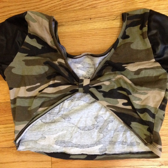 Army Print Crop Top by Foreign Exchange - Picture 2 of 4