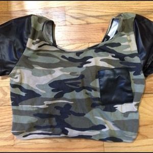 Army Print Crop Top by Foreign Exchange