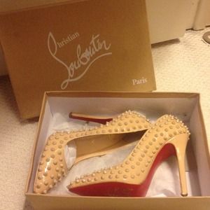hold @gallis CHRISTIAN LOUBUTIN STUDDED SPIKE NUDE