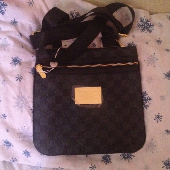 Black checkered Crossbody bag