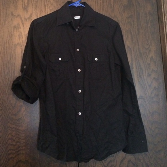 Black Roll Up Sleeve Shirt