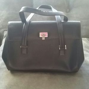 Black leather Lambertson Truex satchel handbag