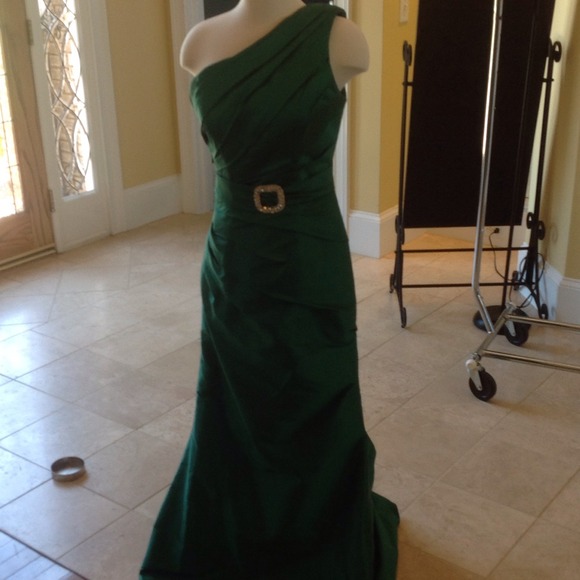 Emerald green evening dress