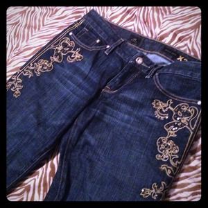Express jeans Sz 4 gold sequin detail