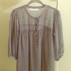 Zara black and cream print peasant blouse