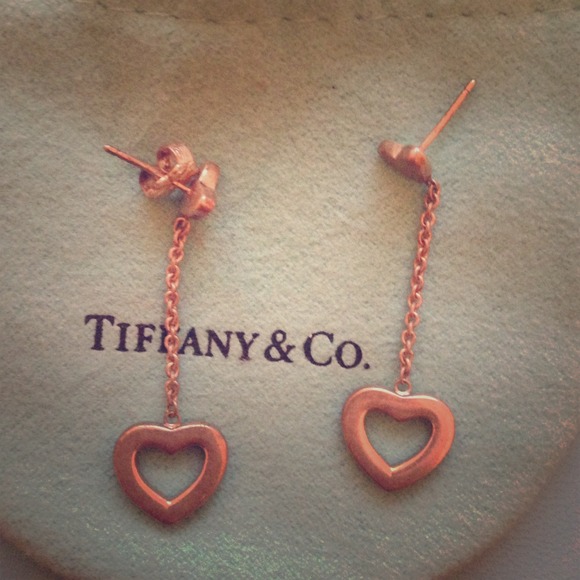 Tiffany and co heart drop earrings